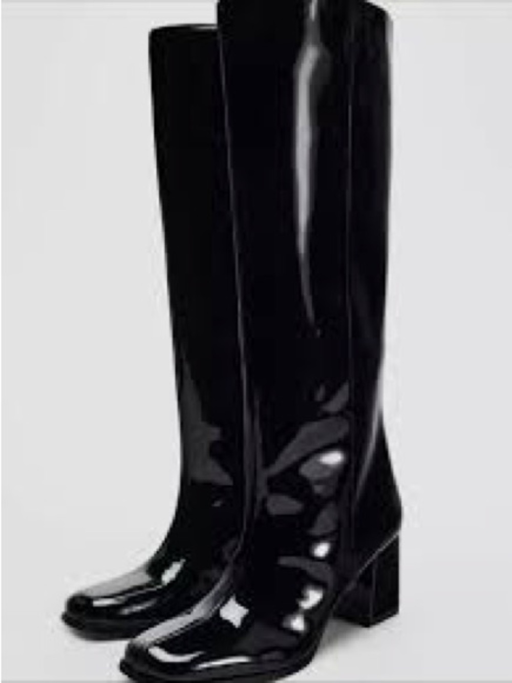 Zara patent leather knee high boots in black - Picture 2 of 11